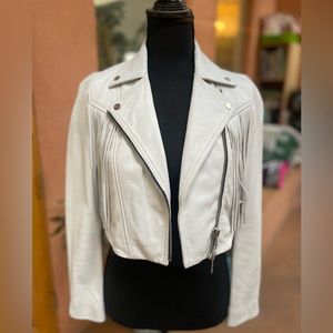 All Saints white leather fringe jacket